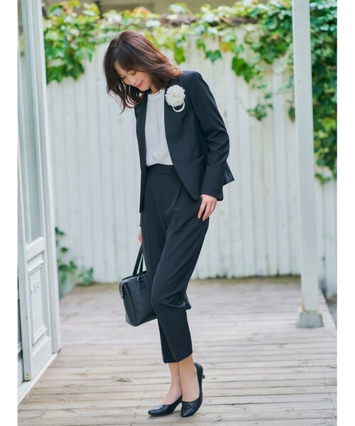 SHOO・LA・RUE(シューラルー)の「◆【洗える/ストレッチ】ダブルクロス Vネック ジャケット(ノーカラージャケット・レディース・ダークネイビー/ブラック/ナチュラル/ブラック系/ベージュ系その他4/ベージュ系その他5/グレー系6/ブラック系1・03/04/05/01/02/06/07)」の22枚目の写真