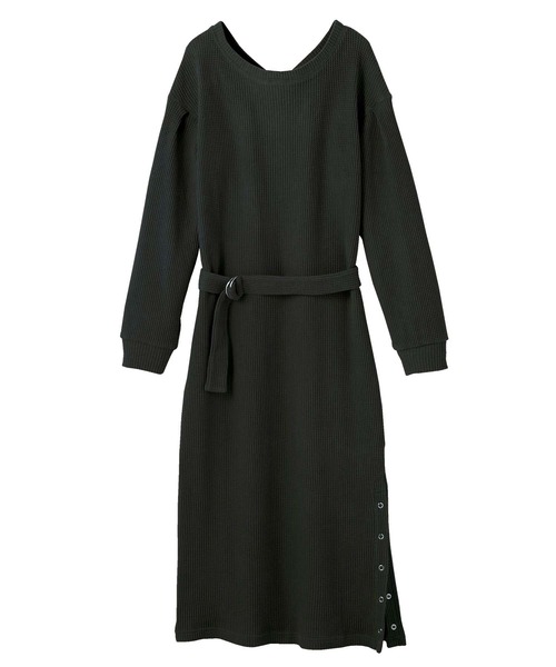GeeRA(ジーラ)の「サイドボタンワッフル素材ワンピース(ワンピース・レディース・ブラック/ベージュ/モカ・MEDIUM/LARGE/XX-LARGE/X-LARGE)」の11枚目の写真