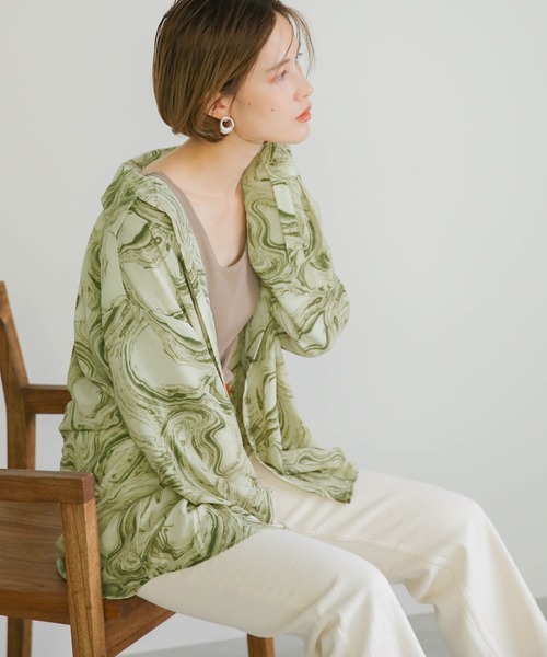 select MOCA（セレクトモカ）の「マーブルシアーシャツブラウス（シャツ/ブラウス・レディース・ベージュ/ピンク/ライトカーキ・FREE）」の3枚目の写真