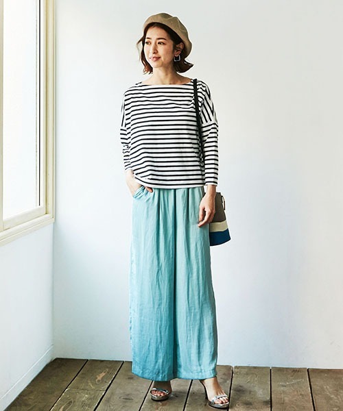 TOPKAPI（トプカピ）の「【Water Lilly ウォーター リリィ】シャイニーリラックスパンツ（その他パンツ・レディース・ブラック/ベージュ/グレイッシュブルー・FREE）」の7枚目の写真
