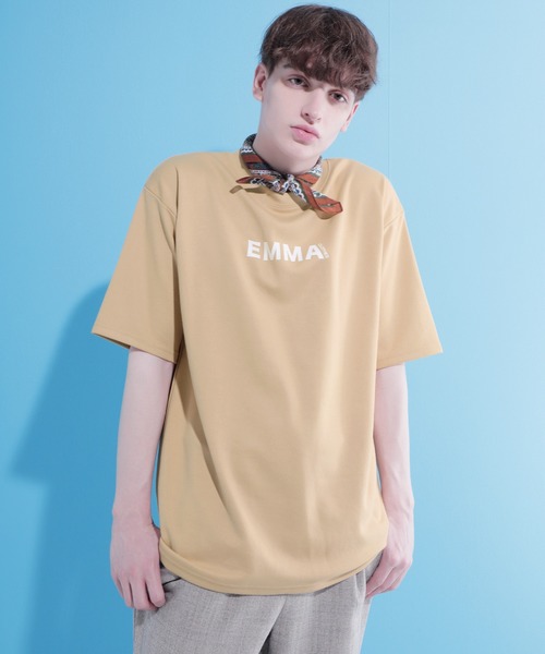 EMMA CLOTHES(エマクローズ)の「ポンチローマ オーバーサイズ ロゴデザインカットソー 1/2 sleeve(EMMA CLOTHES)(Tシャツ/カットソー・メンズ・ブラック/パープル/グレー系その他2/グリーン/オフホワイト/ベージュ・S/L/M)」の4枚目の写真