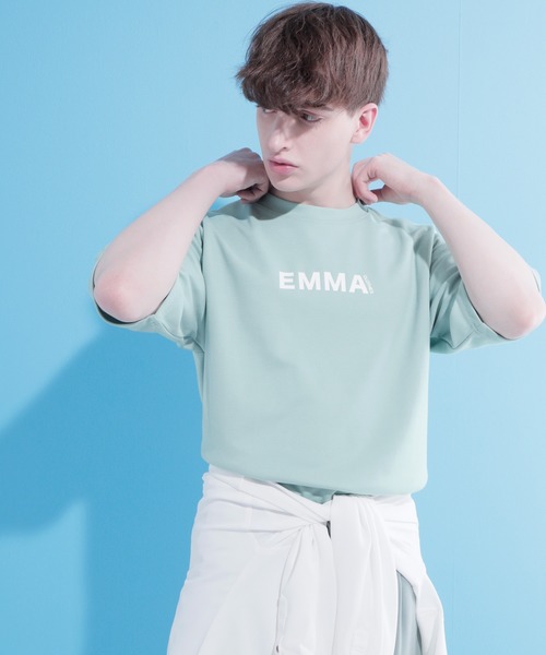 EMMA CLOTHES(エマクローズ)の「ポンチローマ オーバーサイズ ロゴデザインカットソー 1/2 sleeve(EMMA CLOTHES)(Tシャツ/カットソー・メンズ・ブラック/パープル/グレー系その他2/グリーン/オフホワイト/ベージュ・S/L/M)」の5枚目の写真