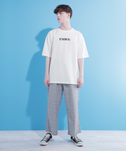 EMMA CLOTHES(エマクローズ)の「ポンチローマ オーバーサイズ ロゴデザインカットソー 1/2 sleeve(EMMA CLOTHES)(Tシャツ/カットソー・メンズ・ブラック/パープル/グレー系その他2/グリーン/オフホワイト/ベージュ・S/L/M)」の21枚目の写真