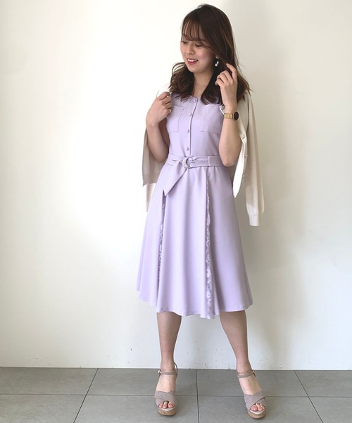 雑誌で紹介された のmasch ミッシュマッシュ のファッション Masch Misch セール ワンピース 田中みな実さん着用 レース ハギフレアーシャツワンピース ワンピース Misch