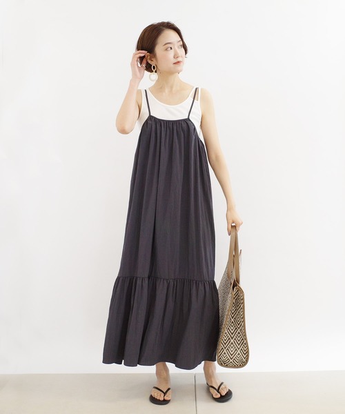 DouDou(ドゥドゥ)の「ティアードキャミワンピース(ワンピース・レディース・スミクロ/ベージュ/ブルーグリーン・FREE)」の19枚目の写真