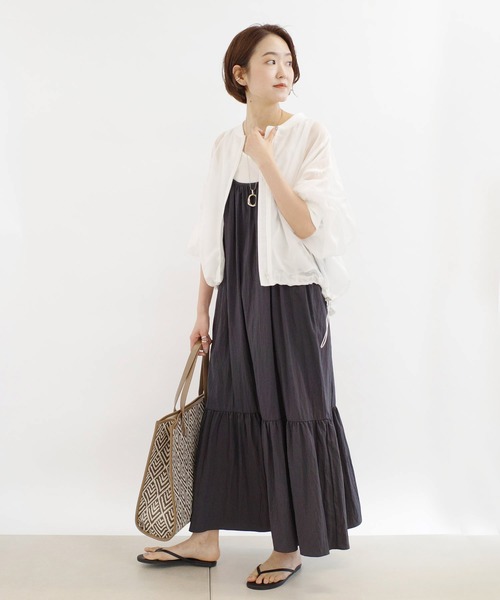 DouDou(ドゥドゥ)の「ティアードキャミワンピース(ワンピース・レディース・スミクロ/ベージュ/ブルーグリーン・FREE)」の22枚目の写真