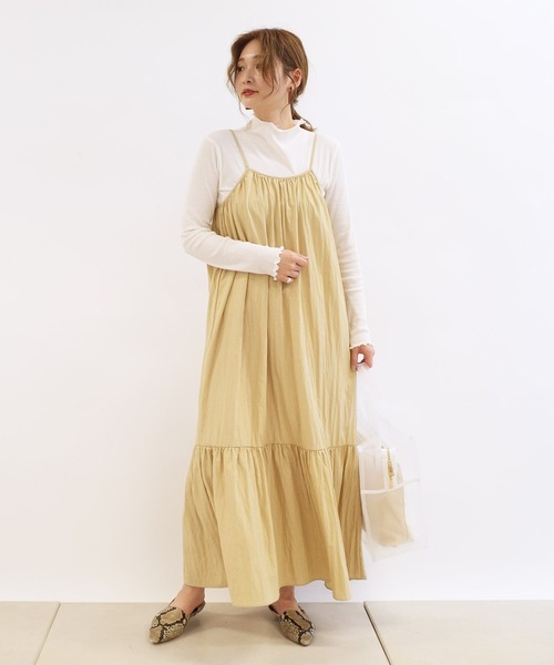 DouDou(ドゥドゥ)の「ティアードキャミワンピース(ワンピース・レディース・スミクロ/ベージュ/ブルーグリーン・FREE)」の13枚目の写真