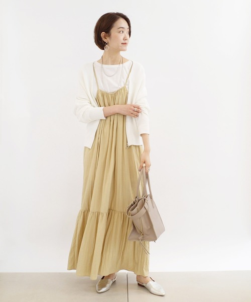 DouDou(ドゥドゥ)の「ティアードキャミワンピース(ワンピース・レディース・スミクロ/ベージュ/ブルーグリーン・FREE)」の4枚目の写真