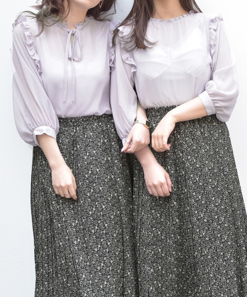 PairPair（ペアペア）の「2WAYフリルブラウス（シャツ/ブラウス・レディース・オフホワイト/ライトグリーン/ラベンダー・FREE）」の3枚目の写真