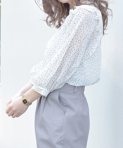 PairPair（ペアペア）の「2WAYフリルブラウス（シャツ/ブラウス・レディース・オフホワイト/ライトグリーン/ラベンダー・FREE）」の9枚目の写真