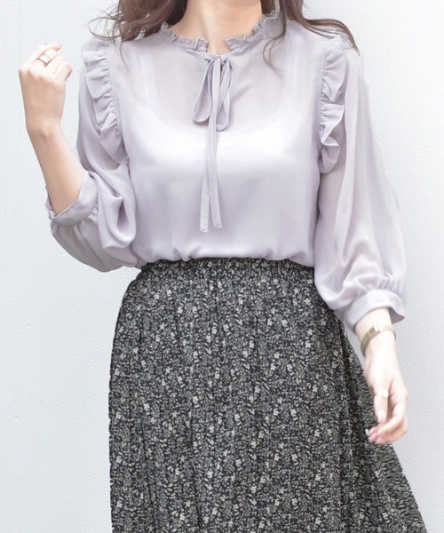 PairPair（ペアペア）の「2WAYフリルブラウス（シャツ/ブラウス・レディース・オフホワイト/ライトグリーン/ラベンダー・FREE）」の16枚目の写真