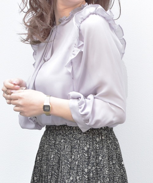 PairPair（ペアペア）の「2WAYフリルブラウス（シャツ/ブラウス・レディース・オフホワイト/ライトグリーン/ラベンダー・FREE）」の17枚目の写真