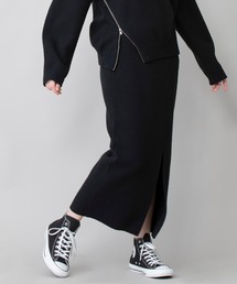 Munich | ラムウールダブルジャガードニット　2WAYタイトスカート(セットアップ可)(スカート)