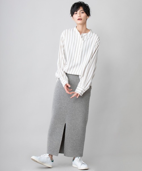 Munich（ミューニック）の「ラムウールダブルジャガードニット　2WAYタイトスカート(セットアップ可)（スカート・レディース・ブラック/グレー/アイボリー・S/M）」の8枚目の写真