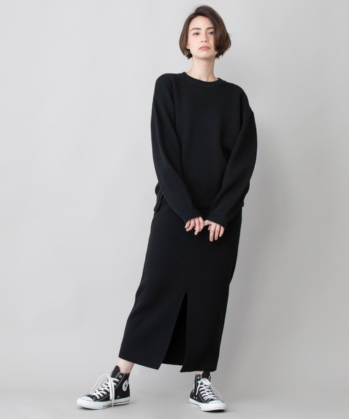 Munich（ミューニック）の「ラムウールダブルジャガードニット　2WAYタイトスカート(セットアップ可)（スカート・レディース・ブラック/グレー/アイボリー・S/M）」の18枚目の写真