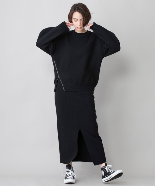 Munich（ミューニック）の「ラムウールダブルジャガードニット　2WAYタイトスカート(セットアップ可)（スカート・レディース・ブラック/グレー/アイボリー・S/M）」の19枚目の写真