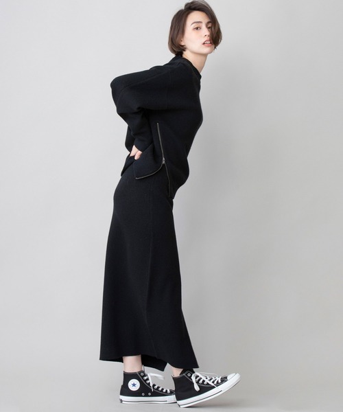 Munich（ミューニック）の「ラムウールダブルジャガードニット　2WAYタイトスカート(セットアップ可)（スカート・レディース・ブラック/グレー/アイボリー・S/M）」の20枚目の写真