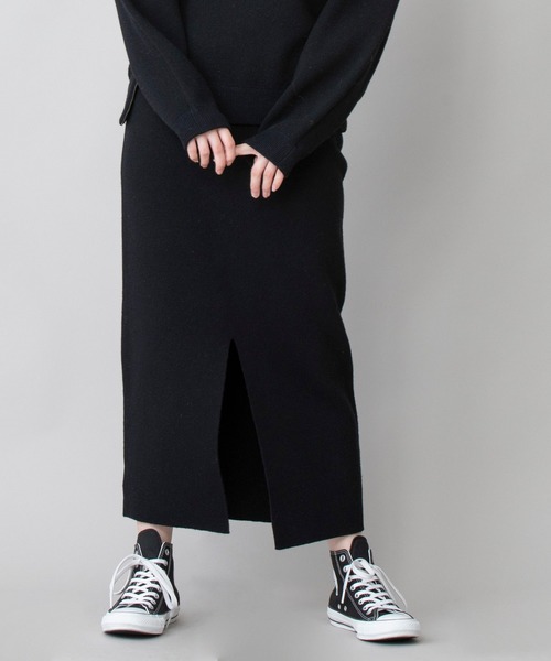 Munich（ミューニック）の「ラムウールダブルジャガードニット　2WAYタイトスカート(セットアップ可)（スカート・レディース・ブラック/グレー/アイボリー・S/M）」の22枚目の写真