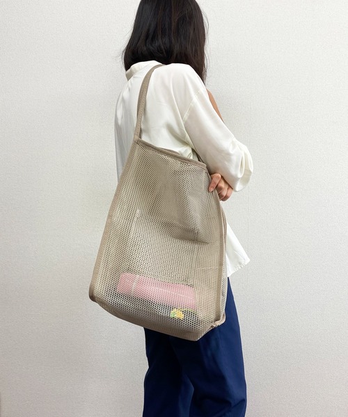 SMILE ORCHID(スマイルオーキッド)の「メッシュエコバッグ(エコバッグ/サブバッグ・レディース・ブラック/ベージュ/イエロー/グリーン・FREE)」の1枚目の写真