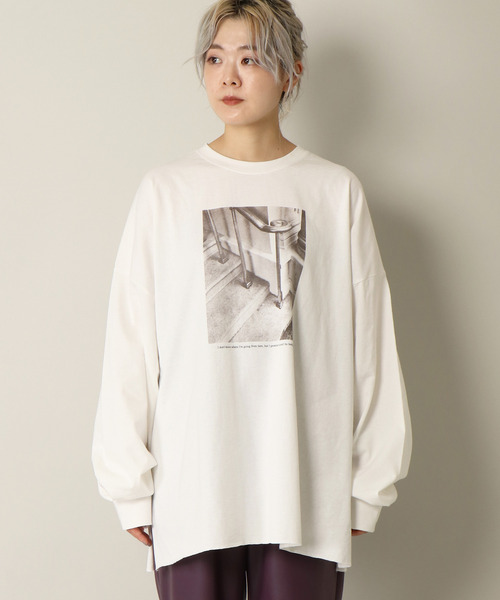 notch.(ノッチ)の「フォトプリントビッグルーズロンT(Tシャツ/カットソー・レディース・チャコールグレー/オフホワイト/ダークパープル・M)」の10枚目の写真