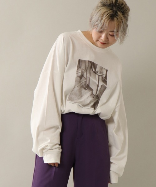 notch.(ノッチ)の「フォトプリントビッグルーズロンT(Tシャツ/カットソー・レディース・チャコールグレー/オフホワイト/ダークパープル・M)」の19枚目の写真