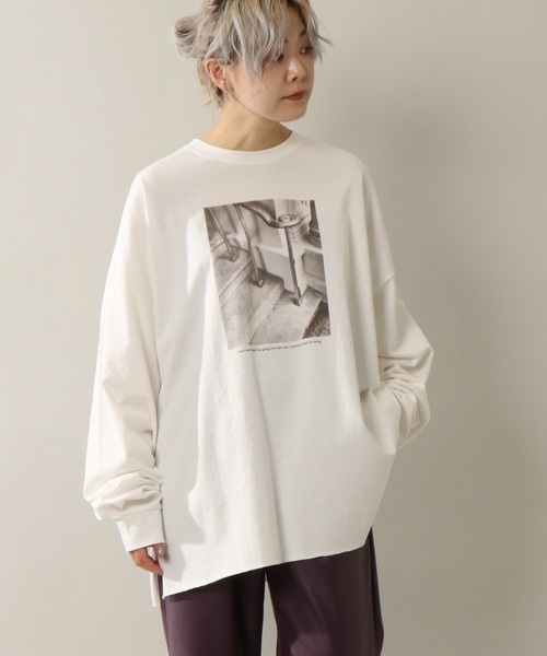 notch.(ノッチ)の「フォトプリントビッグルーズロンT(Tシャツ/カットソー・レディース・チャコールグレー/オフホワイト/ダークパープル・M)」の20枚目の写真