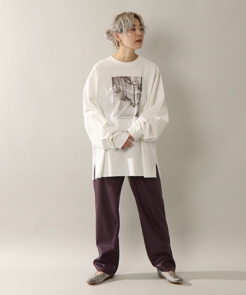 notch.(ノッチ)の「フォトプリントビッグルーズロンT(Tシャツ/カットソー・レディース・チャコールグレー/オフホワイト/ダークパープル・M)」の18枚目の写真