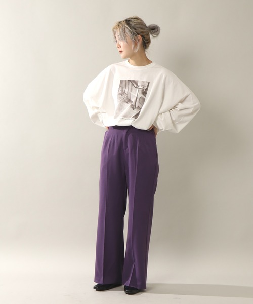 notch.(ノッチ)の「フォトプリントビッグルーズロンT(Tシャツ/カットソー・レディース・チャコールグレー/オフホワイト/ダークパープル・M)」の16枚目の写真
