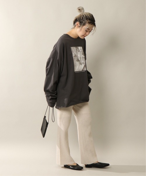 notch.(ノッチ)の「フォトプリントビッグルーズロンT(Tシャツ/カットソー・レディース・チャコールグレー/オフホワイト/ダークパープル・M)」の5枚目の写真