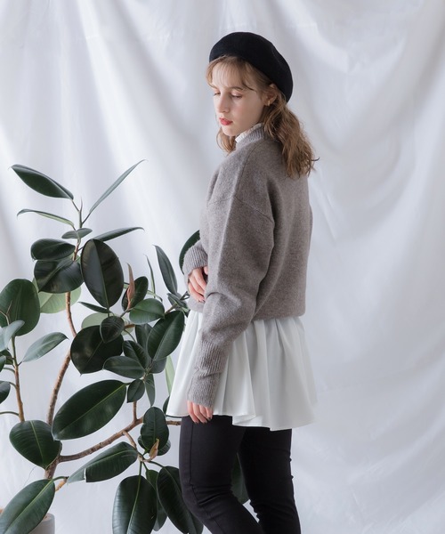 POWANTO LUNE(ポワントリュネ)の「【WEARISTA 諭吉】ニット&フリルシャツセット(ニット/セーター・レディース・ブラック/ライトブラウン・FREE)」の3枚目の写真