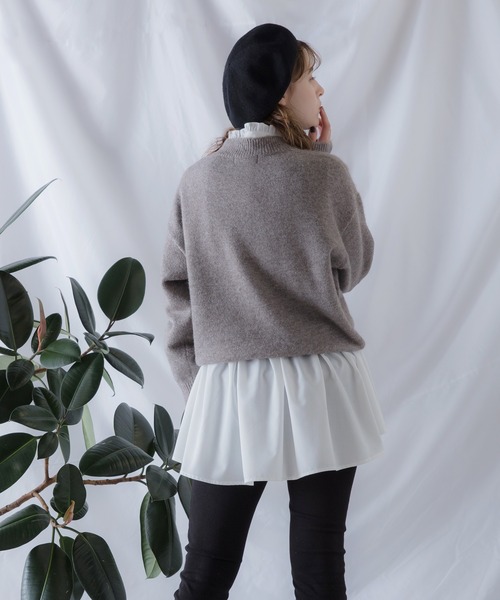 POWANTO LUNE(ポワントリュネ)の「【WEARISTA 諭吉】ニット&フリルシャツセット(ニット/セーター・レディース・ブラック/ライトブラウン・FREE)」の5枚目の写真