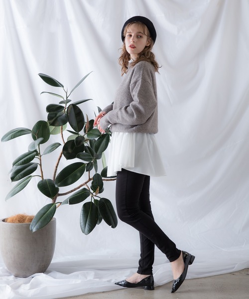 POWANTO LUNE(ポワントリュネ)の「【WEARISTA 諭吉】ニット&フリルシャツセット(ニット/セーター・レディース・ブラック/ライトブラウン・FREE)」の7枚目の写真