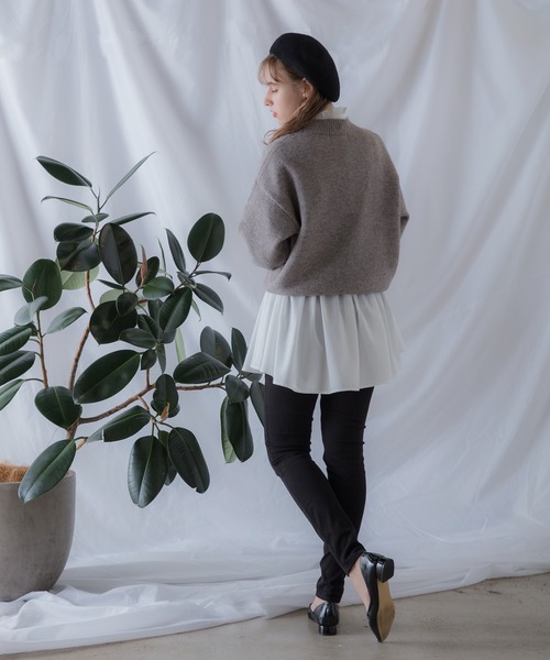 POWANTO LUNE(ポワントリュネ)の「【WEARISTA 諭吉】ニット&フリルシャツセット(ニット/セーター・レディース・ブラック/ライトブラウン・FREE)」の8枚目の写真