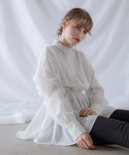 POWANTO LUNE(ポワントリュネ)の「【WEARISTA 諭吉】ニット&フリルシャツセット(ニット/セーター・レディース・ブラック/ライトブラウン・FREE)」の12枚目の写真