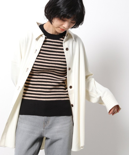 LAKOLE（ラコレ）の「トーナルステッチオーバーサイズシャツ / LAKOLE（シャツ/ブラウス・レディース・ライトベージュ/ブルー/アイボリー・SMALL/MEDIUM）」の2枚目の写真