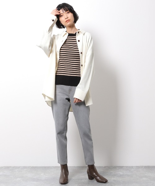 LAKOLE（ラコレ）の「トーナルステッチオーバーサイズシャツ / LAKOLE（シャツ/ブラウス・レディース・ライトベージュ/ブルー/アイボリー・SMALL/MEDIUM）」の4枚目の写真