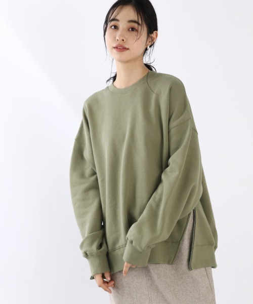 LOWRYS FARM（ローリーズファーム）の「ウラケサイドＺＩＰプルオーバーＬＳ　919406（スウェット・レディース・チャコールグレー/カーキ/アイボリー・FREE）」の3枚目の写真