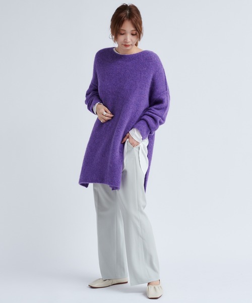 DouDou（ドゥドゥ）の「サイドスリットアルパカプルオーバー（ニット/セーター・レディース・ベージュ/パープル/イエロー・FREE）」の18枚目の写真