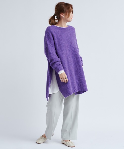 DouDou（ドゥドゥ）の「サイドスリットアルパカプルオーバー（ニット/セーター・レディース・ベージュ/パープル/イエロー・FREE）」の9枚目の写真