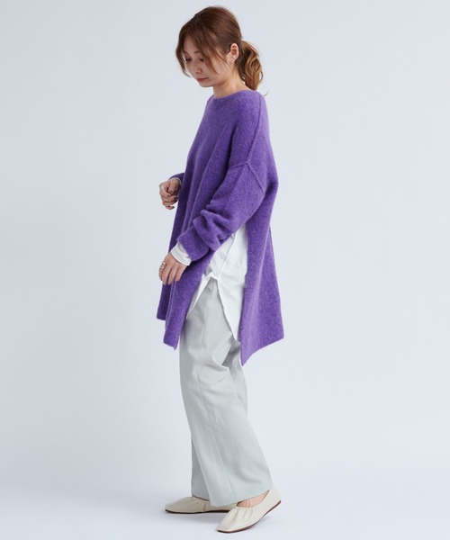 DouDou（ドゥドゥ）の「サイドスリットアルパカプルオーバー（ニット/セーター・レディース・ベージュ/パープル/イエロー・FREE）」の6枚目の写真