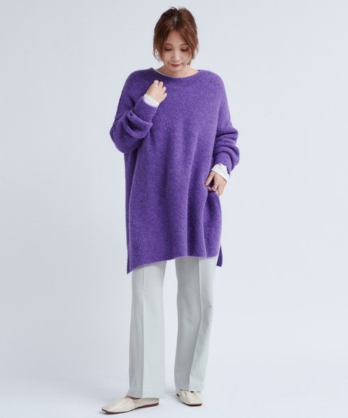 DouDou（ドゥドゥ）の「サイドスリットアルパカプルオーバー（ニット/セーター・レディース・ベージュ/パープル/イエロー・FREE）」の12枚目の写真