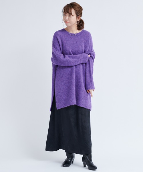 DouDou（ドゥドゥ）の「サイドスリットアルパカプルオーバー（ニット/セーター・レディース・ベージュ/パープル/イエロー・FREE）」の21枚目の写真
