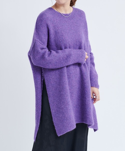 DouDou（ドゥドゥ）の「サイドスリットアルパカプルオーバー（ニット/セーター・レディース・ベージュ/パープル/イエロー・FREE）」の4枚目の写真