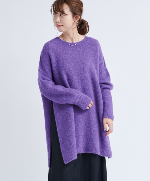 DouDou（ドゥドゥ）の「サイドスリットアルパカプルオーバー（ニット/セーター・レディース・ベージュ/パープル/イエロー・FREE）」の10枚目の写真