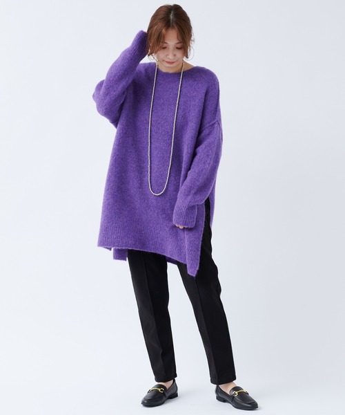 DouDou（ドゥドゥ）の「サイドスリットアルパカプルオーバー（ニット/セーター・レディース・ベージュ/パープル/イエロー・FREE）」の7枚目の写真