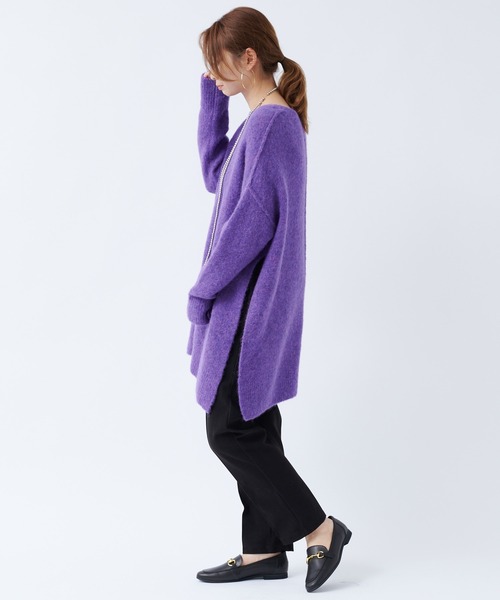 DouDou（ドゥドゥ）の「サイドスリットアルパカプルオーバー（ニット/セーター・レディース・ベージュ/パープル/イエロー・FREE）」の13枚目の写真