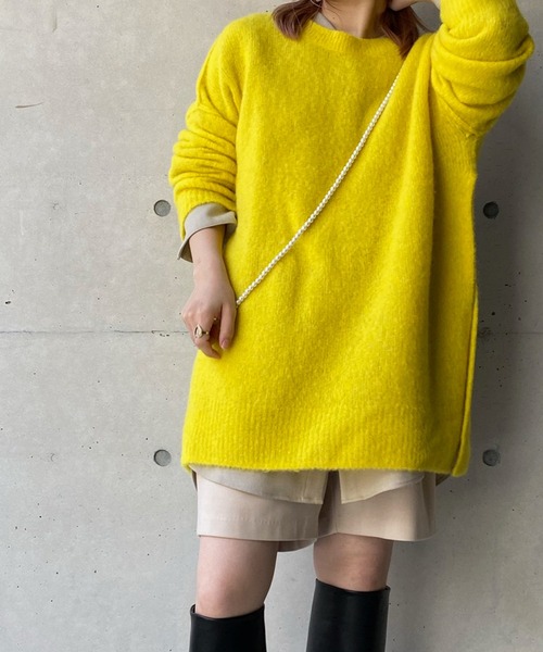 DouDou（ドゥドゥ）の「サイドスリットアルパカプルオーバー（ニット/セーター・レディース・ベージュ/パープル/イエロー・FREE）」の14枚目の写真