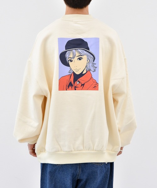 Perushu(ペルーシュ)の「イラストレーター「Hime」さんコラボ裏起毛スウェット(スウェット・メンズ・ダークブルー/ホワイト/チャコールグレー/ライトグレー/ブラック/オフホワイト/サックスブルー/その他・LARGE/MEDIUM)」の1枚目の写真