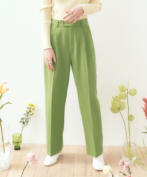 titivate（ティティベイト）の「ﾌﾛﾝﾄﾀｯｸｾﾐﾜｲﾄﾞﾊﾟﾝﾂ（その他パンツ・レディース・ブラック/ベージュ系その他/キャメル/グリーン/ベージュ/ブルーグリーン/コーラルピンク・L/S/M）」の4枚目の写真