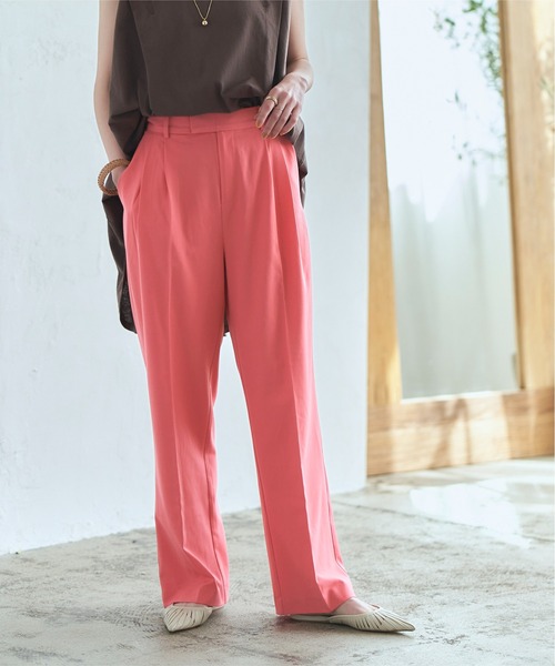 titivate（ティティベイト）の「ﾌﾛﾝﾄﾀｯｸｾﾐﾜｲﾄﾞﾊﾟﾝﾂ（その他パンツ・レディース・ブラック/ベージュ系その他/キャメル/グリーン/ベージュ/ブルーグリーン/コーラルピンク・L/S/M）」の7枚目の写真